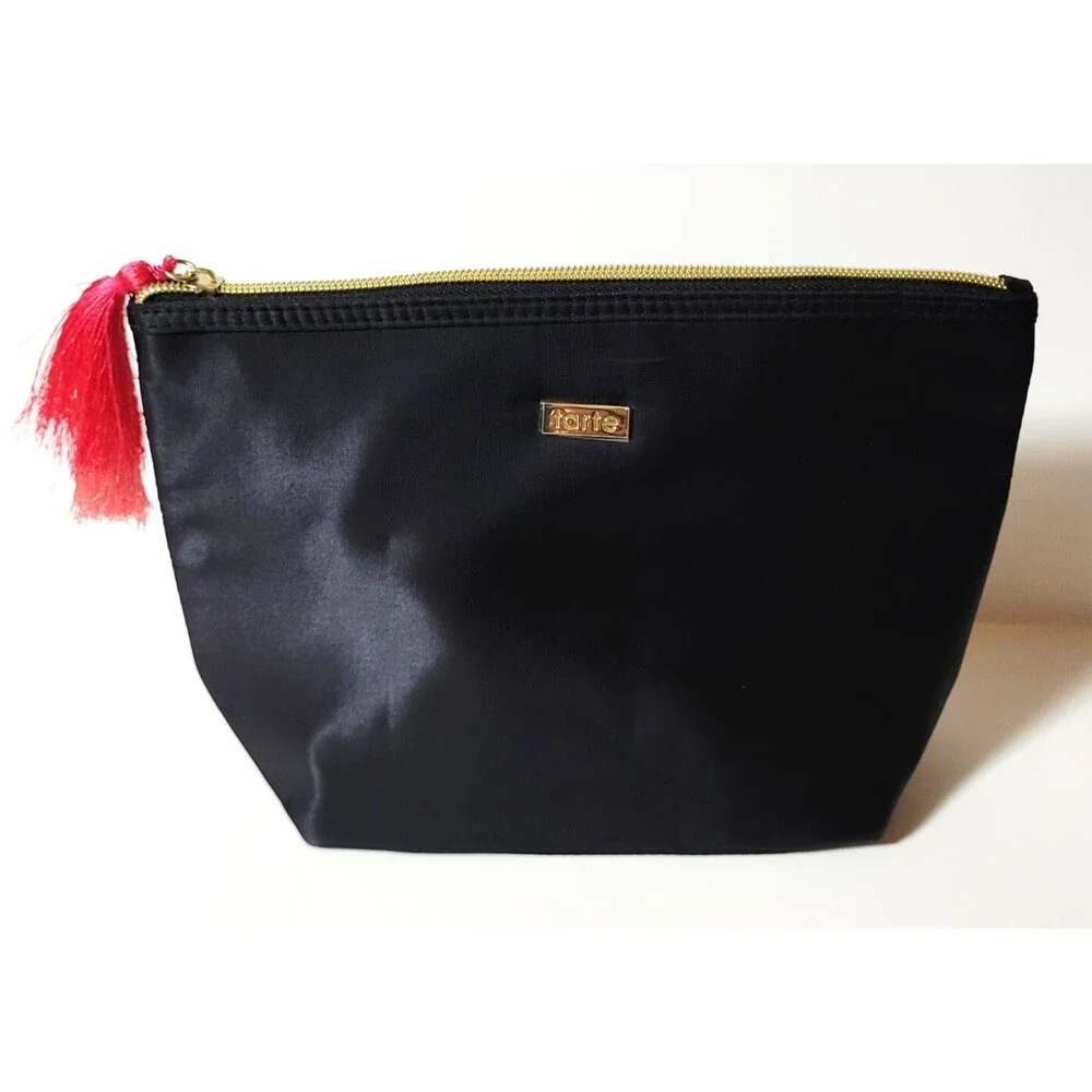 Tarte Black With Pink Tassels Makeup Cosmetic Toiletry Travel Bag BRAND NEW!!!